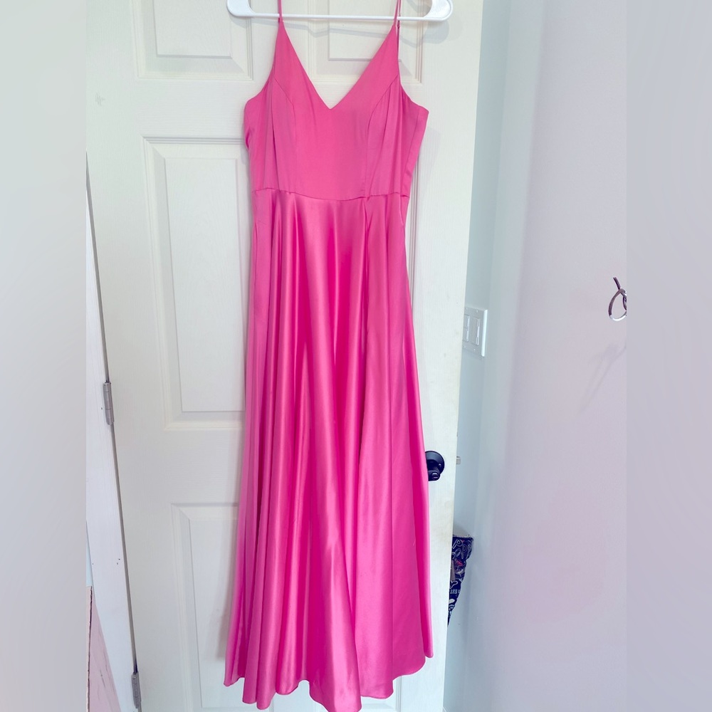 Long Pink Satin Dress